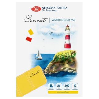 Альбом для акварели 12л склейка, А5, 200 г/м2, Сонет, 100% целлюлоза, скорлупа