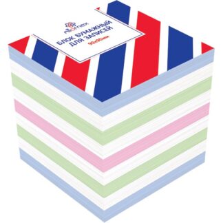 Блок для записей Attomex 90x90x90 мм цветной, непроклеенный, плотность 65 г/м, белизна 90