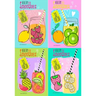 Блокнот 40л А6 гребень клетка ОСВЕЖАЮЩИЕ ФРУКТЫ ассорти, цвет.мелов.обл, офсет