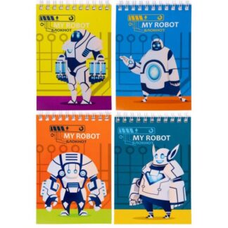 Блокнот 60л А6 гребень клетка ПРИЯТНЫЕ РОБОТЫ ассорти, цвет.мелов.обл