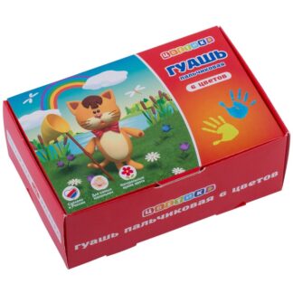 Цветик Набор гуашь пальчиковая, 6 шт х40 мл