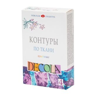 Декола Набор контуров акрил ткань цветные картон 4 шт х18мл