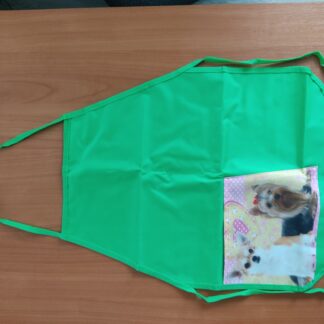 Фартук 390х490 Две собачки Зеленый для труда ткань