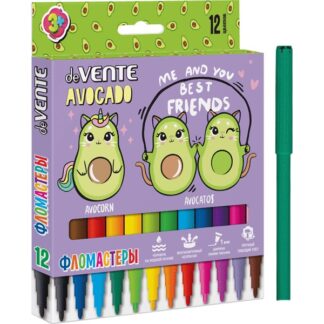 Фломастеры 12цв deVENTE Avocado  с вентилируемым колпачком, в картонной коробке с подвесом