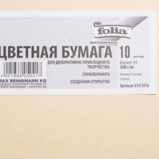 FOLIA Бумага цветная, 300 г/м2, A4, 10 л, бежевый темный