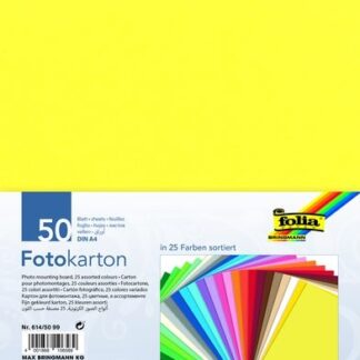 FOLIA Бумага цветная,300 г/м², А4, 50 листов, ассорти, 25 цветов
