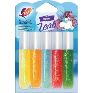 Гель с блестками неоновый 5цв. (ЛУЧ)