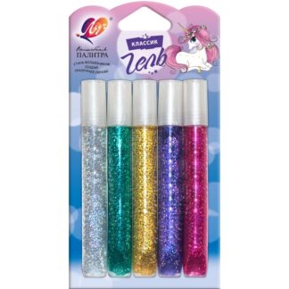 Гель с блёстками "БЛЕСК" 5 цв., туба 10 мл