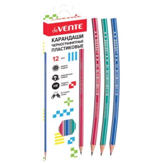 Карандаш ч/г deVENTE HB, пластиковый ассорти, шестигранный без ластика