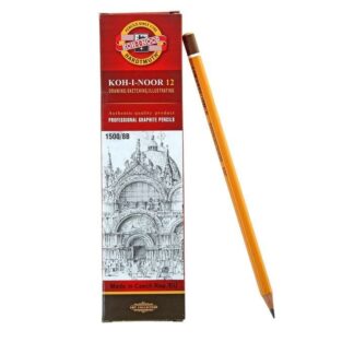 Карандаш ч/г KOH-I-NOOR, 1500/8В(8М), 12 шт/уп дерево, шестигранный, заточенный, желтый