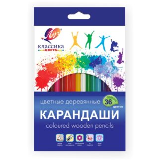Карандаши 36цв Луч Классика, шестигранные, грифель 3мм, заточ., карт коробка