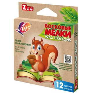 Карандаши восковые 12цв Луч ZOO мини, шестигранные