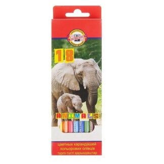 KOH-I-NOOR 3553 (18) Набор цветных карандашей "Животные", 18 цветов, картон