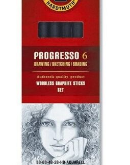 KOH-I-NOOR 8915 (06) Набор чернографитных карандашей Progresso без дерева, в лаке, 6 шт (8В, 6В, 4В, 2В, НВ, акварель), картон