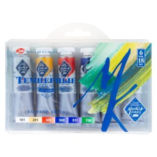 Краски  6цв темперные по 18мл Мастер-Класс Basic colours, в пл. коррексе с европодвесом