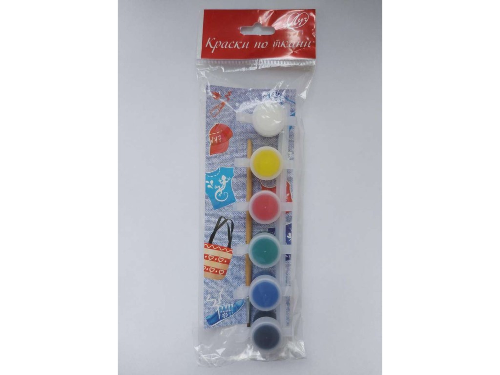 Краски по ткани 6 цв 5 мл в блок-таре Луч