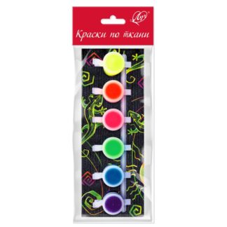Краски по ткани флуоресцентные 6 цв в блок-таре 5 мл Луч