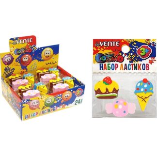 Ластик deVENTE Sweets набор 3 шт, синтетический каучук, в пластиковой упаковке