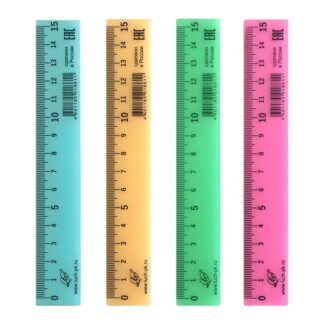 Линейка 15 см непрозрачная, пастельная ассорти Луч