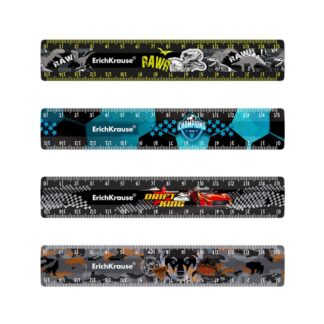 Линейка 15см ErichKrauseR 4 дизайна в zip-пакете (boy)