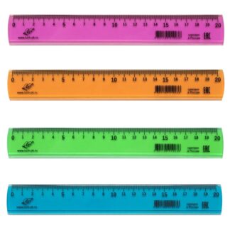 Линейка 20 см Луна прозрачная тонированная ассорти Луч