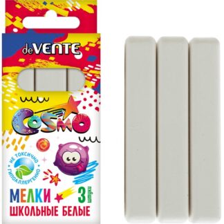 Мелки школьные "deVENTE. Cosmo" прямоугольные белые 3 шт в картонной коробке с европодвесом