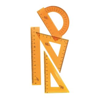 Набор геометр МАЛЫЙ прозрачный, оранжевый, 4 предмета Луч