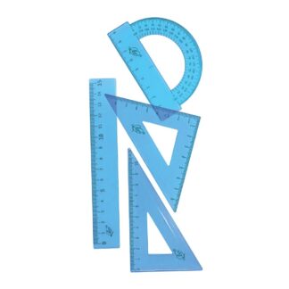 Набор геометр МАЛЫЙ прозрачный, синий, 4 предмета Луч