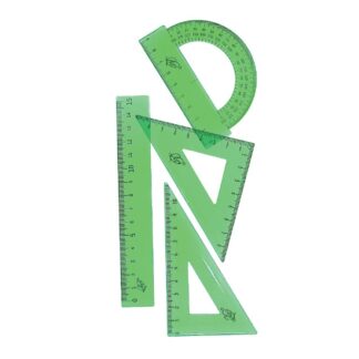 Набор геометр МАЛЫЙ прозрачный, зеленый, 4 предмета Луч