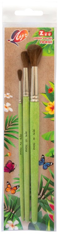 Набор кистей 3шт "ZOO", ПОНИ Луч