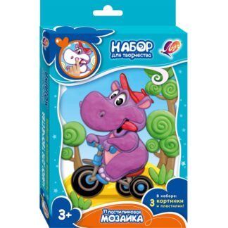 Набор Пластилиновая мозаика Зайка, Овечка, Бегемотик, Воробушек Луч