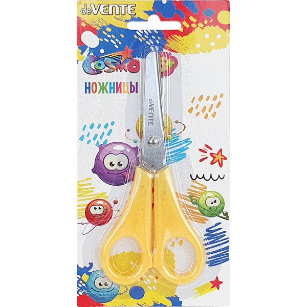 Ножницы 13см deVENTE Cosmo детские, пластиковые кольца, в картонном блистере