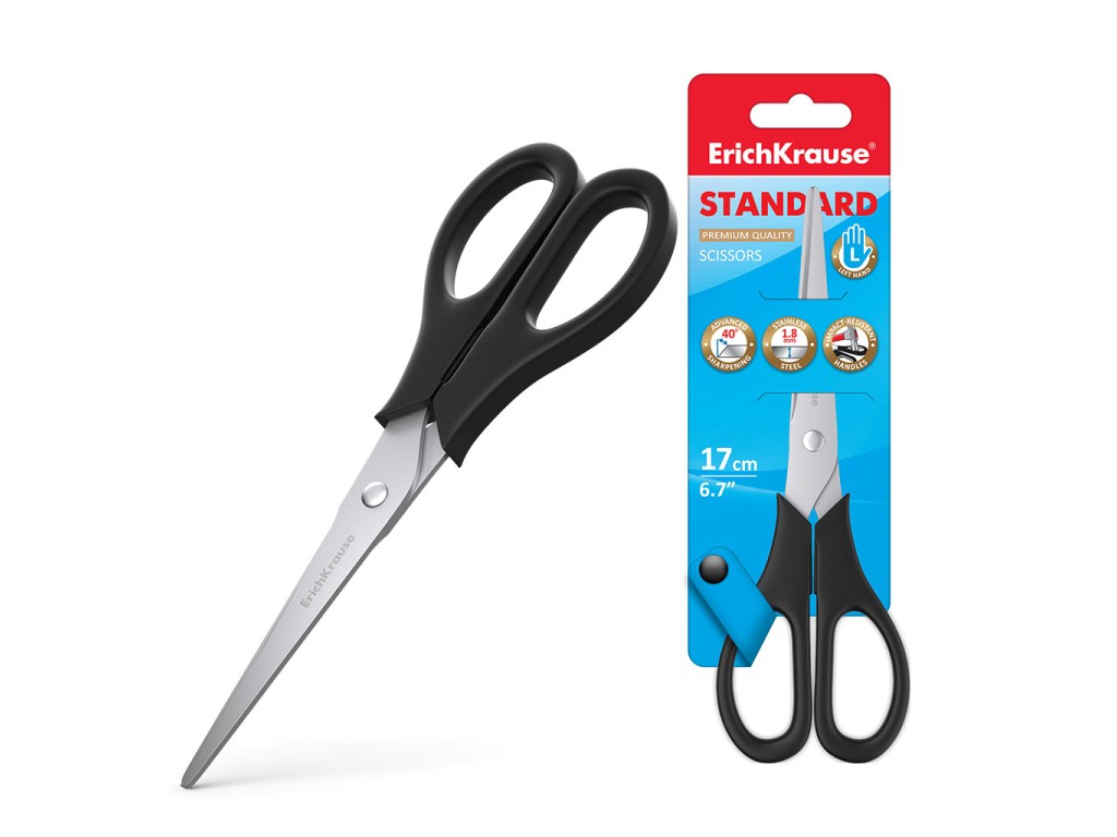 Ножницы для левшей 17см ErichKrauseR Standard в блистере