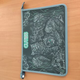 Папка для тетрадей А4 молния сверху Котята Гравюра, металл лам картон