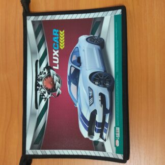 Папка для тетрадей А4 молния сверху на шнурке Авто с синими полосками пластик