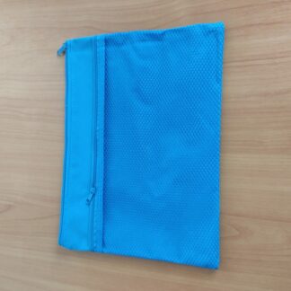 Папка для тетрадей А4 молния сверху ткань с сеткой Синяя