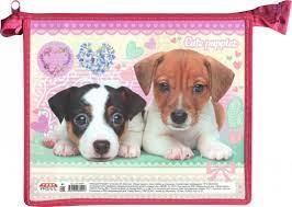 Папка для тетрадей А5 молния сверху, Милые щенки пластик