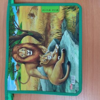 Папка для тетрадей А5 молния сверху, Семья львов картон лам