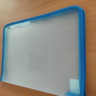 Папка для тетрадей А5 молния вокруг пластик Синий кант