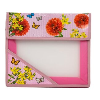 Папка для тетрадей А5 на липучке пластик Красные цветы