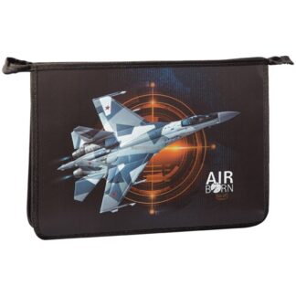 Папка для труда А4 молния сверху Самолет фольга, конгрев, пластик