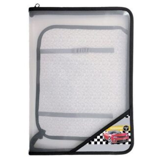 Папка для труда А4 молния вокруг, с уголком Авто на черно-белом пластик