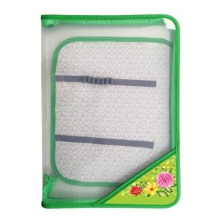Папка для труда А4 молния вокруг, с уголком Цветы на салатовом пластик