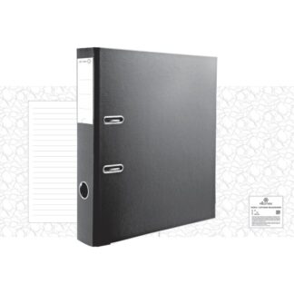 Папка с арочным механизмом "Attomex" A4 50 мм, покрытие PVC, собранная, c металлической окантовкой нижней кромки, наварной карман с этикеткой, запечатка форзаца, черная