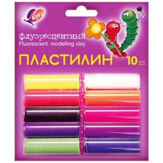 Пластилин 10цв Луч Флюоресцентный, 132гр, со стеком