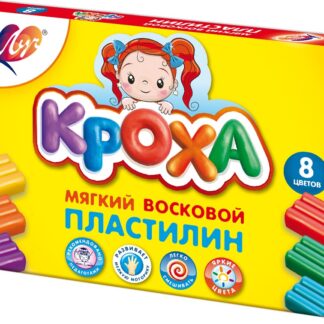 Пластилин  8цв Луч Кроха мягкий восковой, 132гр, со стеком