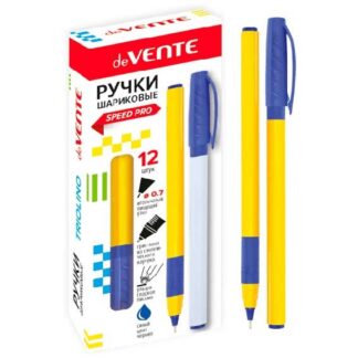 Ручка шариковая deVENTE Triolino Sun Speed Pro синяя 0,7 мм жёлтый трехгранный корп с резинкой