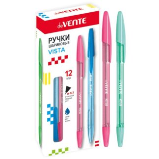 Ручка шариковая deVENTE Vista синяя 0,7 мм, полупрозр цв корпус ассорти