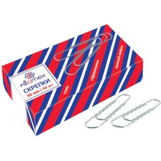 Скрепки 50 мм Attomex металлические гофрированные без покрытия 50 шт в картонной коробке