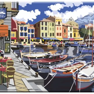 Сонет Холст на картоне с эскизом, "Городок у моря", 30х40 см